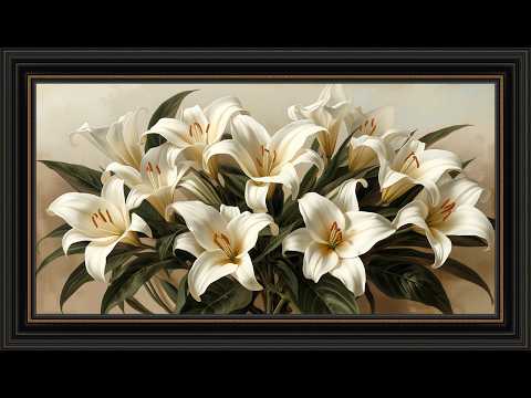 Ivory Lily Grace — Elegant White Blooms in Timeless Harmony | 4K Luxury Frame TV Art