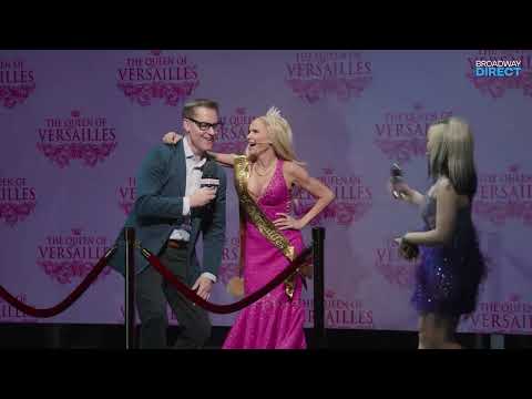 Stage still from The Queen of Versailles showing the half-built mansion set and cast