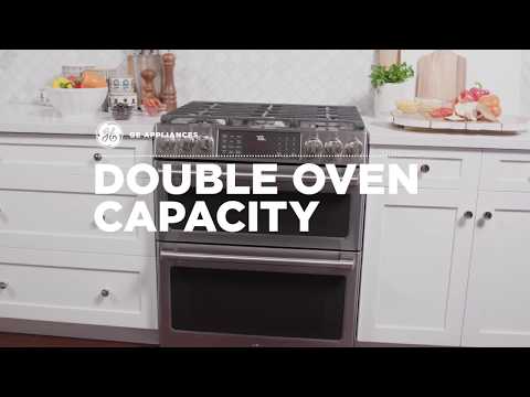 GE Profile™ Series 30" Slide-In Electric Double Oven Convection Range (Black Slate)