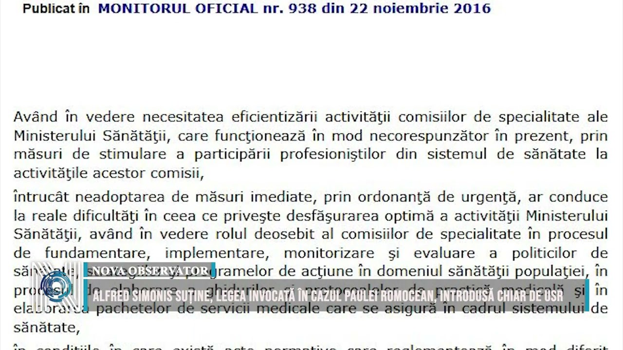 Alfred Simonis suține, legea invocată în cazul Paulei Romocean, introdusă chiar de USR