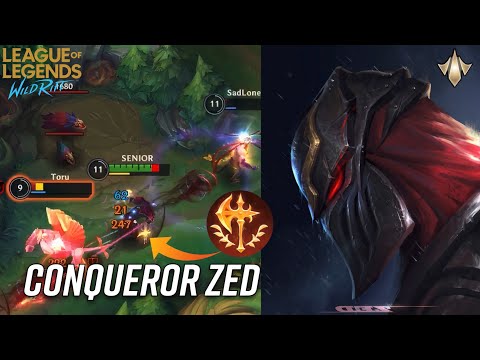 LOL WILD RIFT : Conqueror Zed Really Deals INSANE DAMAGE ( Build & Runes )