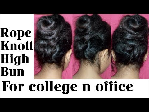 Rope knotted high bun style for college girls || high bun hairstyles for girls | Stylopedia_26 Video