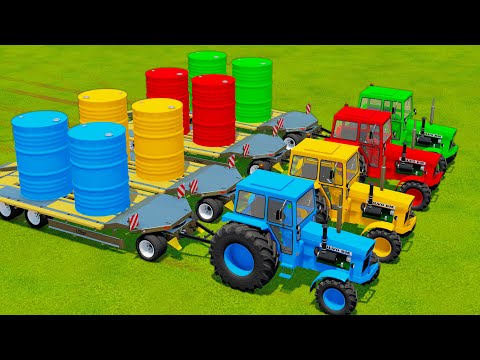 TRACTOR OF COLORS ! LOAD COLORED BARREL WITH CAT LOADER - PARKOUR JOBS - Farming Simulator 22