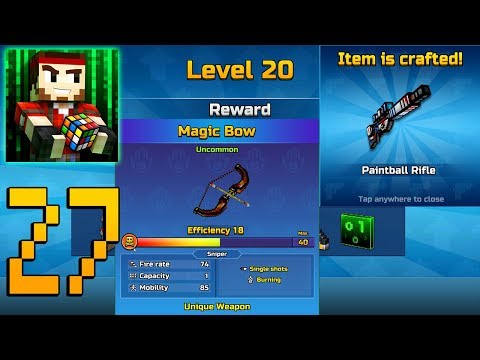 Pixel Gun 3D - Gameplay Walkthrough Part 27 - Fire Bow,Paintball Rifle and Level 20