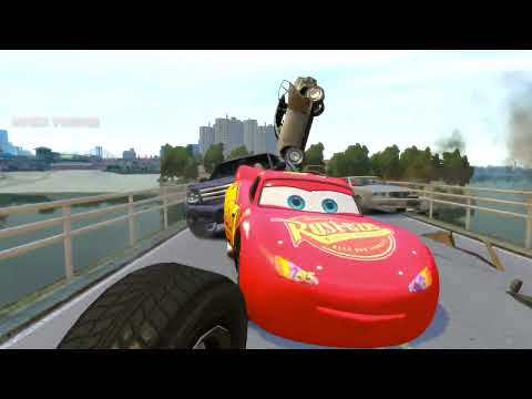 GTA 4 Crazy Lightning McQueen Crashes Compilation #1