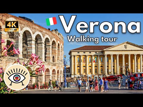 Verona, Italy ✅ Veneto 4K "WALKING TOUR" | Walking tour with subtitles! - Romeo and Juliet - ASMR