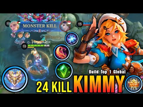 24 Kills!! Kimmy Best Build Midlane!! - Build Top 1 Global Kimmy ~ MLBB