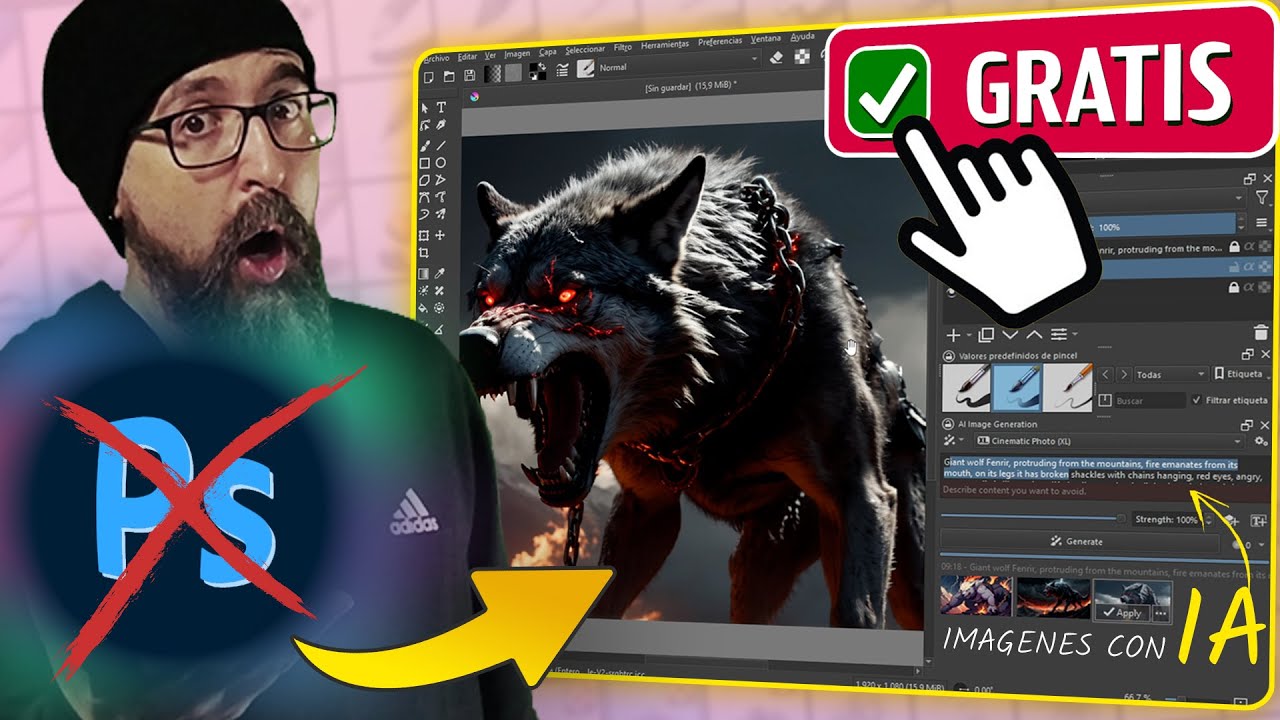¿El FIN de PHOTOSHOP? 👋 Prueba esta NUEVA IA Gratis para Crear y Editar Imágenes | Tutorial Krita AI