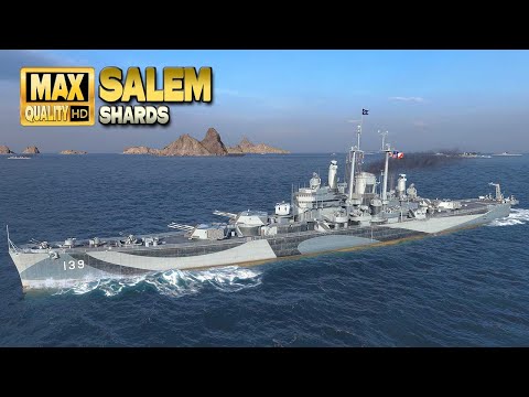 Cruiser Salem: Perfect positioning on map Shards - World of Warships