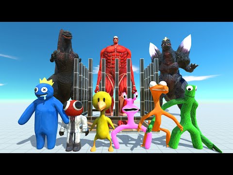 X6 Rainbow Friends Rescue Colossal Titan From Godzilla - Animal Revolt Battle Simulator