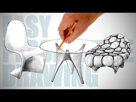 How to draw modern furniture - Easy Perspective Drawing 22