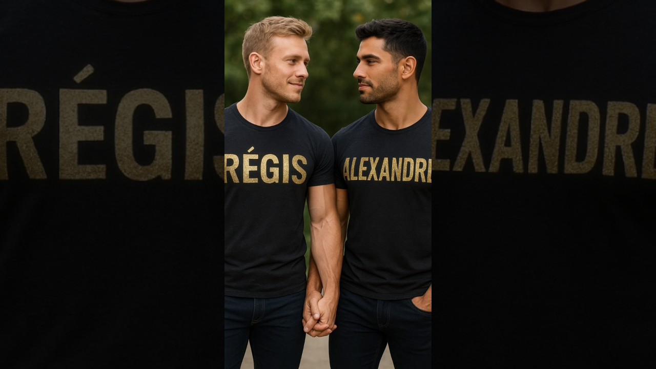 Régis Alexandre Youtube gay couple holding hands and looking into each other's eyes