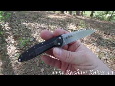 Kershaw Leek 1660SWBLK with Black Handle and Stonewashed Blade