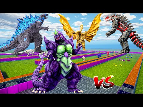 Super Godzilla Deathrun VS Kong x Mecha Godzilla x King Ghidorah In ALL Boss Ark Dinosaurs