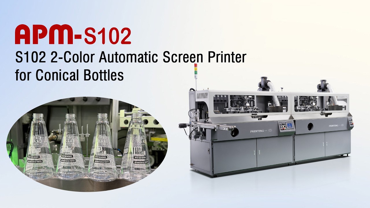 S102 2-Color Automatic Screen Printing Machine for Conical Bottles | High-Speed Precision Printing