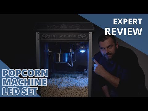 Video - Popcornmaschine mit Wagen und LED-Beleuchtung - Retro-Design - rot