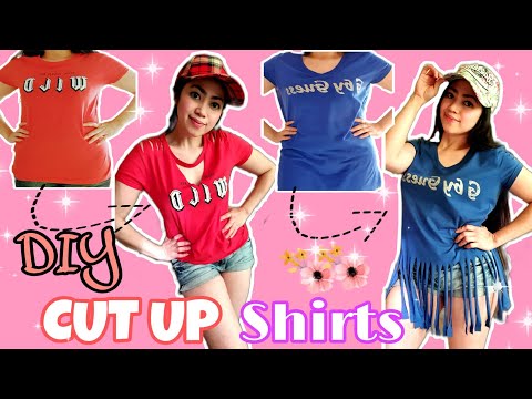 DIY T-SHIRTS CUTTING IDEAS | 4 CUT UP T-SHIRTS TUTORIAL | Cherich TV