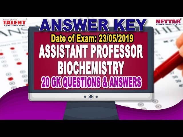 Kerala PSC Exam (23-05-2019) Assistant Professor Biochemistry 