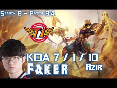 SKT T1 Faker AZIR vs KASSADIN Mid - Patch 8.4 KR Ranked