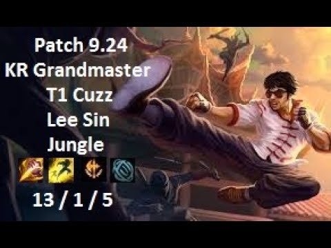 T1 Cuzz - Lee Sin Jungle vs Xin Zhao - KR Grandmaster 727 LP - Patch 9.24