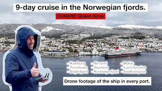 9-day cruise in the Norwegian fjords -CUNARD Queen Anne- Drone footage of the ship in every port 4k