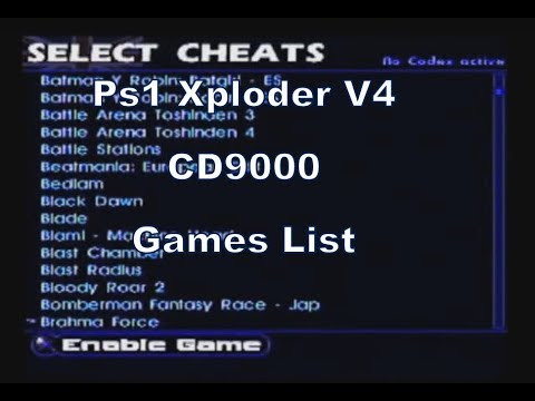Xploder (V4) CD9000 for Ps1 (Cheat Disc) Games List