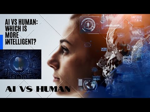 AI VS HUMAN human brain next to a computer CPU, with a comparative overlay. YES OR NO