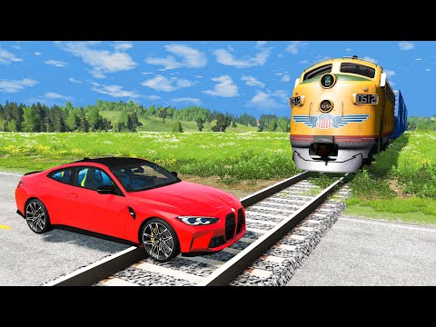 Cars vs Train Tracks Challenge #2 in BeamNG Drive!
