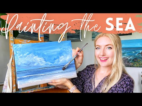PAINTING TUTORIAL Acrylic Ocean for Beginners | Katie Jobling Art