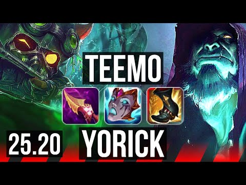 TEEMO vs YORICK (TOP) | Rank 3 Teemo, 4/1/8, 1500+ games | KR Grandmaster | 25.20