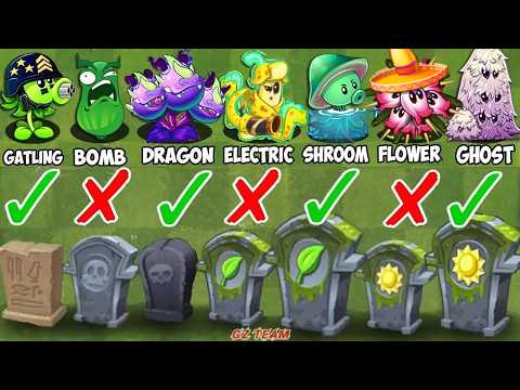 Every Plants *3 Power Up vs Team Gravestones - Who Will Win? - PvZ 2 Challenge