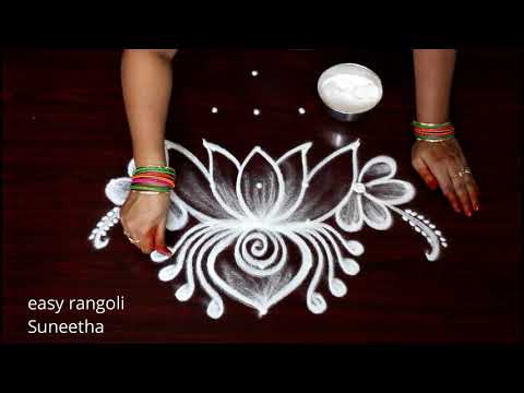 traditional rangoli design lotus flower by suneetha