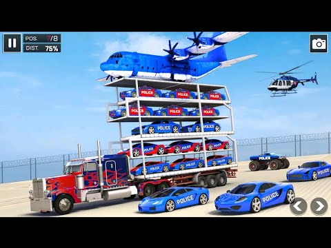 US police car and Limo Transporter truck | Helicopter Multi Level car driver | Car games