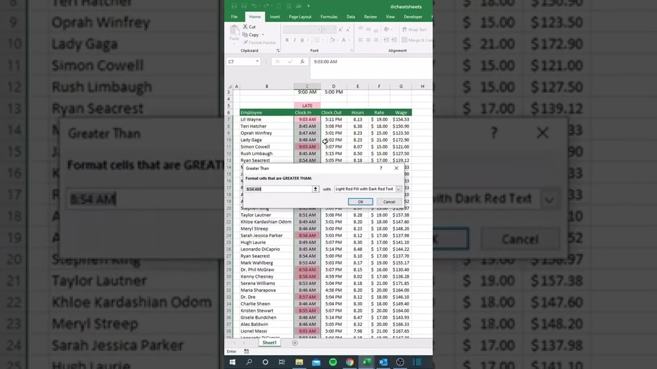 How to find out if someone is late in Excel!