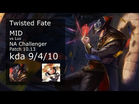 Twisted Fate vs Lux Mid - NA Challenger 9/4/10 Patch 10.13 Gameplay