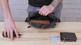 Сумка 14548 из натуральной кожи Vintage черная