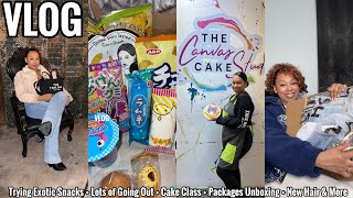VLOG| Trying Exotic Snacks + Lots Of Going Out + Cake Class + Packages Unboxing & More