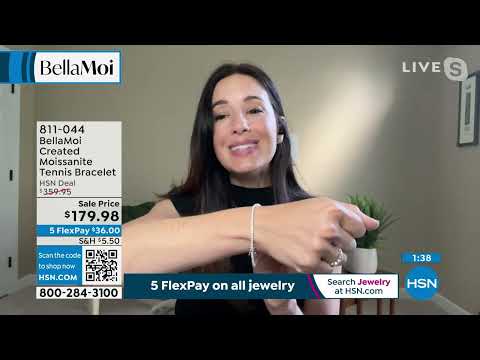 BellaMoi Sterling Silver Created Moissanite Tennis Brace...