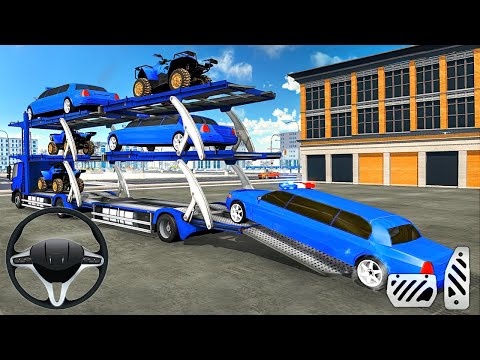 Transporting Police limousine in Trailer Truck - Airplane Quad Bike Transporter - Android Gameplay