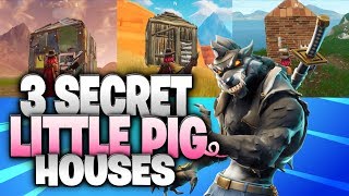 Fortnite Battle Royale Season 6 Secret Houses!  &quot;The 3 Little Pigs And The Big Bad Wolf&quot; Theme!