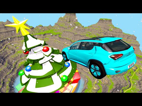 Christmas Tree with falling Cars into the Abyss - BeamNG.Drive