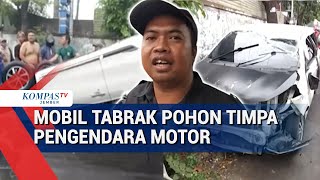 Download lagu Mobil Oleng Tabrak Pohon di Surabaya, Pengendara Motor Wanita Luka Parah mp3