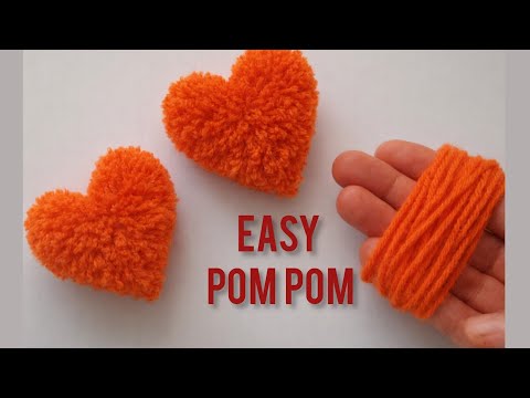 Easy pom pom Heart Making Idea with Fingers🧡How to Make a Heart  from  String  beautiful And Easy 