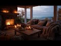 Cozy Fireplace Ambience Crackling Fire Ocean Waves ASMR Fall Relaxation Focus Sounds