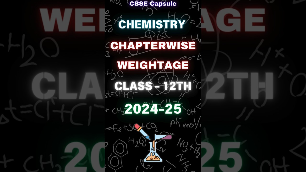 🔥CHEMISTRY🔥 CHAPTERWISE WEIGHTAGE CLASS-12TH 2024-25  #cbsegrade12 #exam  #education #schoolsyllabus
