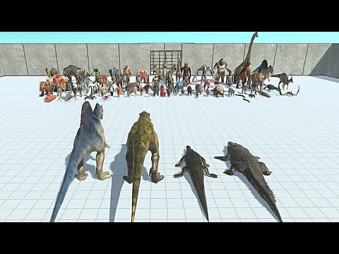 SPINOSAURUS WITH T-REX & PURUSSAURUS WITH MACHIMOSAURUS VS  FACTION - Animal Revolt Battle Simulator