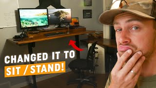I cut Apart my mostly New Desk to add a Sit Stand Section! ft. Fezibo Hardware. I LOVE it!