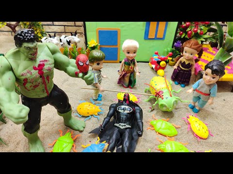 Hulk VS Bad Man Fight in Barbie show Barbie Mini cooking