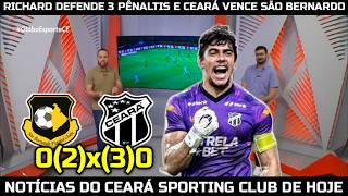 GLOBO ESPORTE CE - RICHARD DEFENDE 3 PÊNALTIS E CEARÁ VENCE SÃO BERNARDO NA COPA DO BRASIL