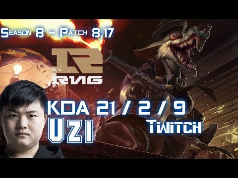 RNG Uzi TWITCH vs YASUO ADC - Patch 8.17 KR Ranked